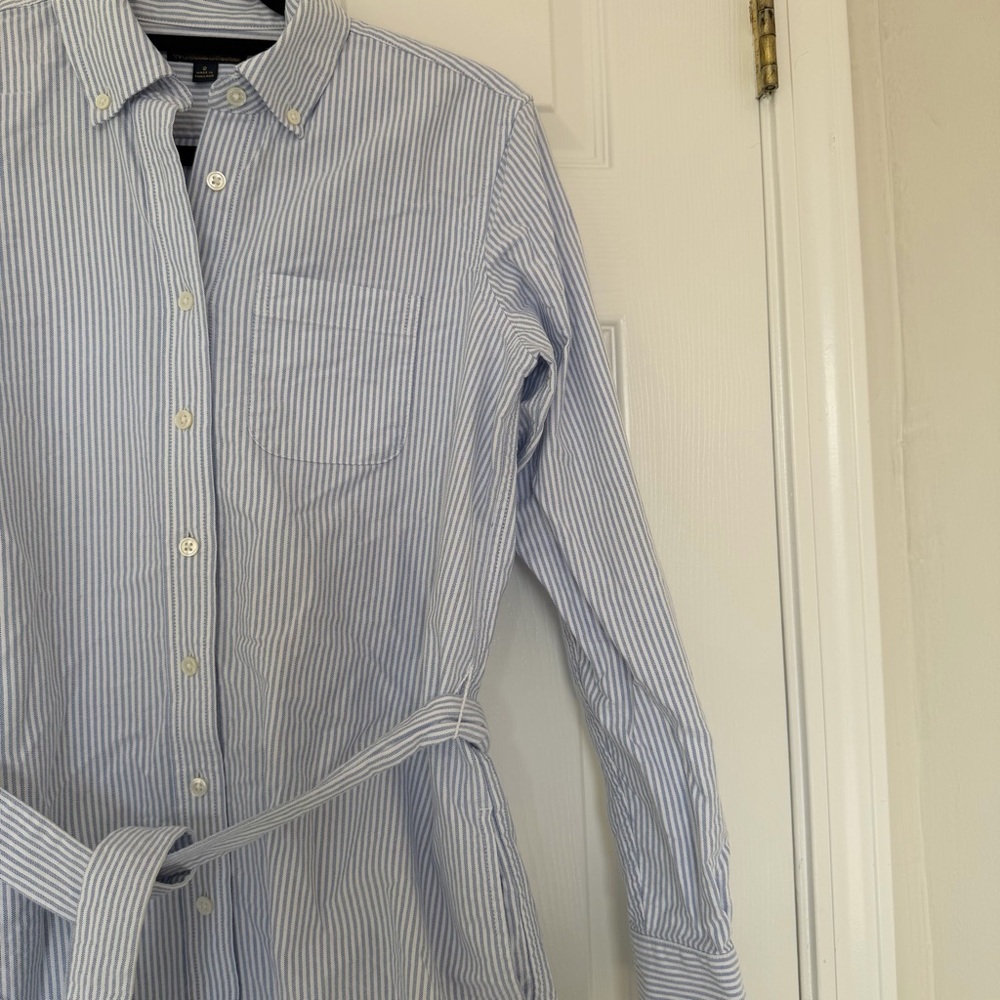 Brooks Brothers Women's Blue and White Striped Long Sleeve Shirt Dress Size 2 - Picture 7 of 10